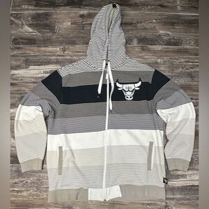 UNK Chicago Bulls Zip Striped Hoodie XL Sashiko Repaired